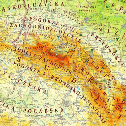 Polska mapa ścienna dwustronna fizyczno-administracyjna 1:700 000, 140x100 cm